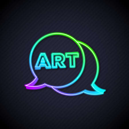 Glowing neon line Speech bubble with text art icon isolated on black background. Message icon. Communication or comment chat symbol. Vectorのイラスト素材