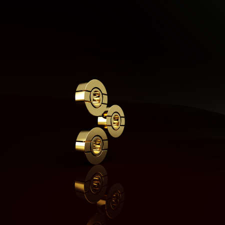 Gold Billiard pool snooker ball with number 8 icon isolated on brown background. Minimalism concept. 3d illustration 3D renderの写真素材