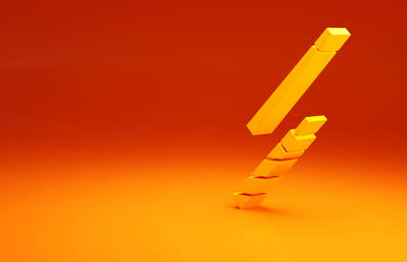 Yellow Billiard cue icon isolated on orange background. Minimalism concept. 3d illustration 3D renderの写真素材
