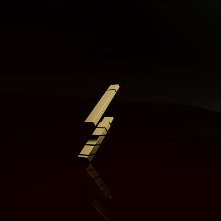 Gold Billiard cue icon isolated on brown background. Minimalism concept. 3d illustration 3D renderの写真素材