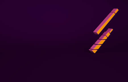 Orange Billiard cue icon isolated on purple background. Minimalism concept. 3d illustration 3D renderの写真素材