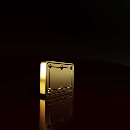 Gold Billiard table icon isolated on brown background. Pool table. Minimalism concept. 3d illustration 3D renderの写真素材