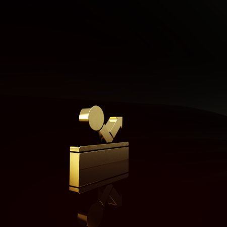 Gold Billiard pool snooker ball icon isolated on brown background. Minimalism concept. 3d illustration 3D renderの写真素材