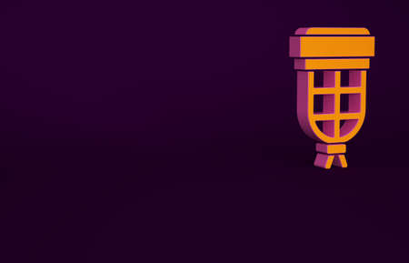 Orange Billiard pocket icon isolated on purple background. Billiard hole. Minimalism concept. 3d illustration 3D renderの写真素材