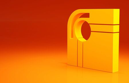Yellow Billiard table icon isolated on orange background. Pool table. Minimalism concept. 3d illustration 3D renderの写真素材