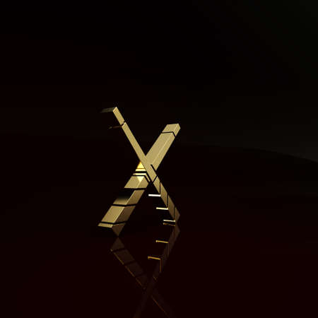 Gold Crossed billiard cues icon isolated on brown background. Minimalism concept. 3d illustration 3D renderの写真素材