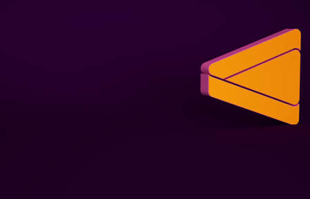 Orange Billiard triangle icon isolated on purple background. Minimalism concept. 3d illustration 3D renderの写真素材