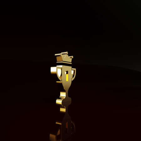 Gold Award cup icon isolated on brown background. Winner trophy symbol. Championship or competition trophy. Sports achievement sign. Minimalism concept. 3d illustration 3D renderの写真素材
