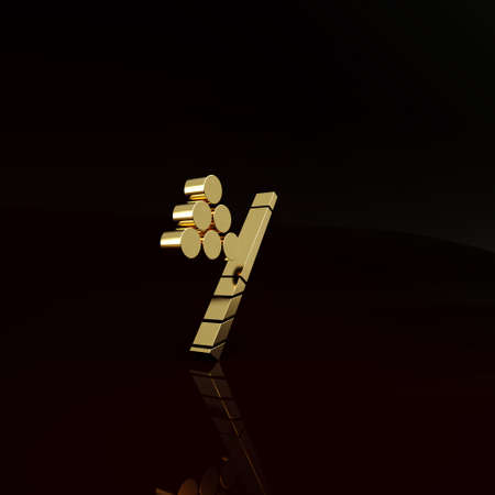 Gold Billiard cue and ball icon isolated on brown background. Minimalism concept. 3d illustration 3D renderの写真素材