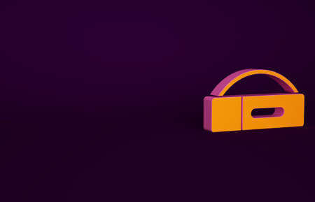 Orange Case for billiard cue icon isolated on purple background. Minimalism concept. 3d illustration 3D renderの写真素材