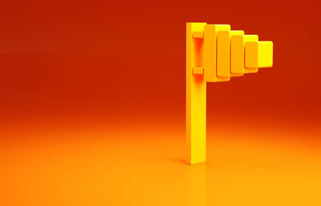 Yellow Golf flag icon isolated on orange background. Golf equipment or accessory. Minimalism concept. 3d illustration 3D renderの写真素材