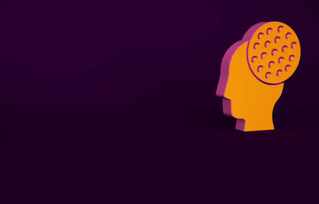 Orange Golf ball icon isolated on purple background. Minimalism concept. 3d illustration 3D renderの写真素材