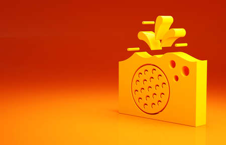 Yellow Golf ball in water icon isolated on orange background. Minimalism concept. 3d illustration 3D renderの写真素材