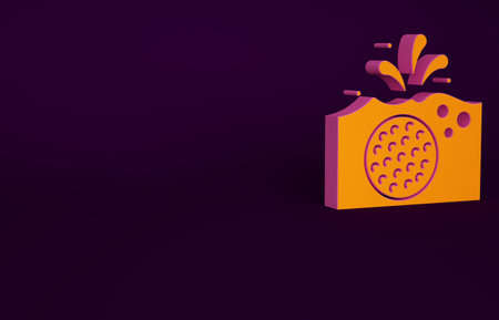 Orange Golf ball in water icon isolated on purple background. Minimalism concept. 3d illustration 3D...