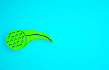 Green Golf ball icon isolated on blue background. Minimalism concept. 3d illustration 3D renderの写真素材