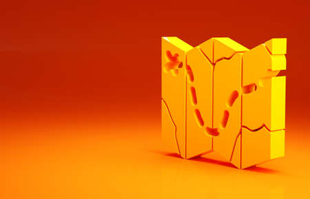 Yellow Golf course layout icon isolated on orange background. Minimalism concept. 3d illustration 3D renderの写真素材