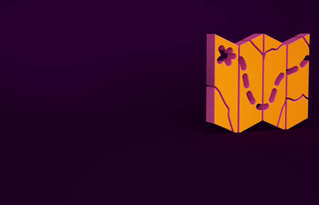 Orange Golf course layout icon isolated on purple background. Minimalism concept. 3d illustration 3D renderの写真素材