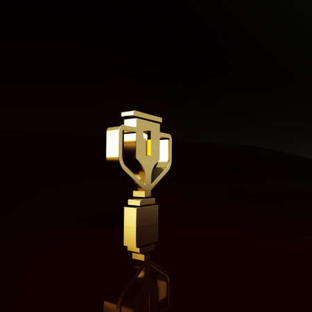 Gold Award cup icon isolated on brown background. Winner trophy symbol. Championship or competition trophy. Sports achievement sign. Minimalism concept. 3d illustration 3D renderの写真素材