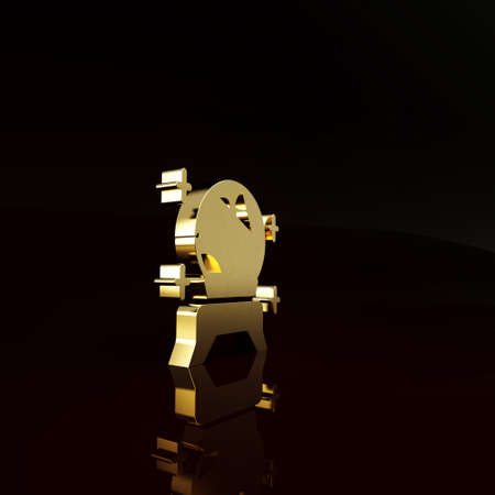 Gold Magic ball icon isolated on brown background. Fortune teller. Crystal ball. Minimalism concept. 3d illustration 3D renderの写真素材