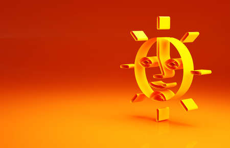 Yellow Sun icon isolated on orange background. Minimalism concept. 3d illustration 3D renderの写真素材