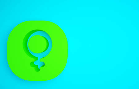 Green Venus symbol icon isolated on blue background. Astrology, numerology, horoscope, astronomy. Minimalism concept. 3d illustration 3D renderの写真素材