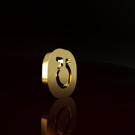 Gold Life icon isolated on brown background. Alchemy icon. Basic mystic elements. Minimalism concept. 3d illustration 3D renderの写真素材
