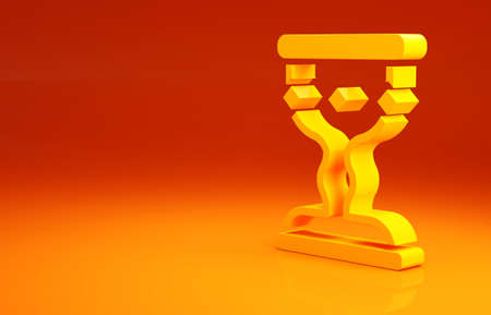 Yellow Medieval goblet icon isolated on orange background. Minimalism concept. 3d illustration 3D renderの写真素材