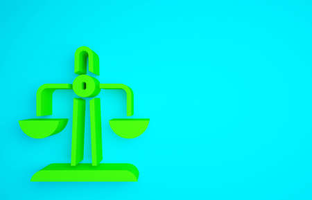 Green Libra zodiac sign icon isolated on blue background. Astrological horoscope collection. Minimalism concept. 3d illustration 3D renderの写真素材