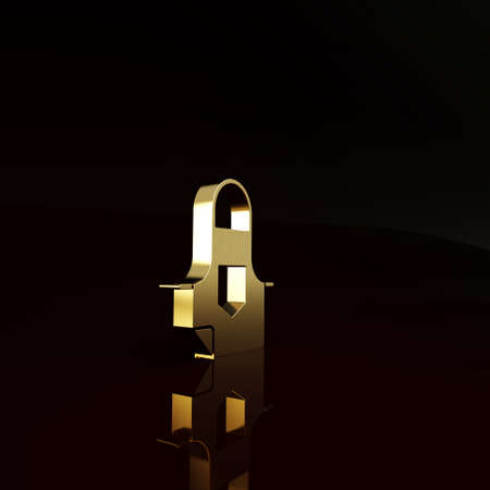 Gold Kitchen apron icon isolated on brown background. Chef uniform for cooking. Minimalism concept. 3d illustration 3D renderの写真素材