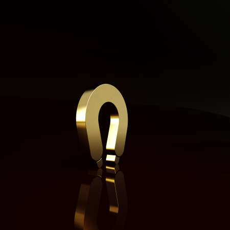 Gold Sausage icon isolated on brown background. Grilled sausage and aroma sign. Minimalism concept. 3d illustration 3D renderの写真素材