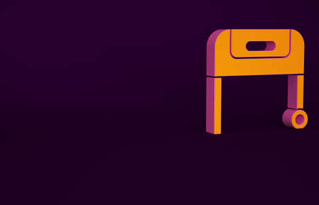 Orange Barbecue grill icon isolated on purple background. BBQ grill party. Minimalism concept. 3d illustration 3D renderの写真素材