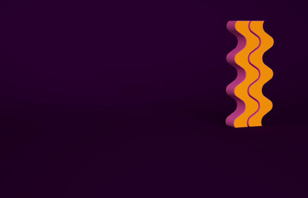 Orange Bacon stripe icon isolated on purple background. Minimalism concept. 3d illustration 3D renderの写真素材