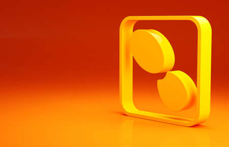 Yellow Human footprints shoes icon isolated on orange background. Shoes sole. Minimalism concept. 3d illustration 3D renderの写真素材