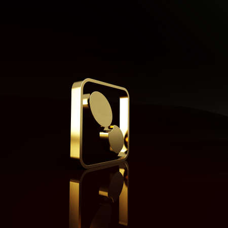 Gold Human footprints shoes icon isolated on brown background. Shoes sole. Minimalism concept. 3d illustration 3D renderの写真素材
