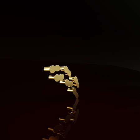 Gold Human footprints shoes icon isolated on brown background. Shoes sole. Minimalism concept. 3d illustration 3D renderの写真素材