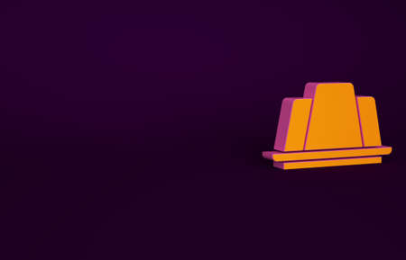 Orange Jelly cake icon isolated on purple background. Jelly pudding. Minimalism concept. 3d illustration 3D renderの写真素材