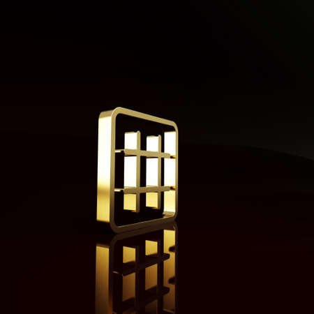 Gold Waffle icon isolated on brown background. Minimalism concept. 3d illustration 3D renderの写真素材
