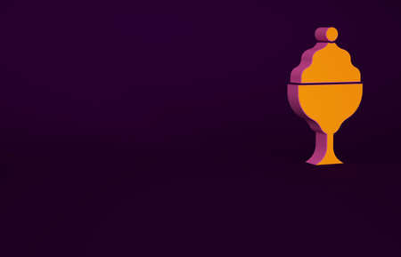 Orange Ice cream in the bowl icon isolated on purple background. Sweet symbol. Minimalism concept. 3d illustration 3D renderの写真素材