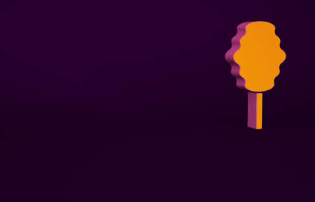 Orange Cotton candy icon isolated on purple background. Minimalism concept. 3d illustration 3D renderの写真素材