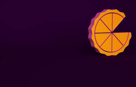 Orange Homemade pie icon isolated on purple background. Minimalism concept. 3d illustration 3D renderの写真素材