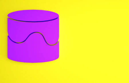 Purple Cake icon isolated on yellow background. Happy Birthday. Minimalism concept. 3d illustration...