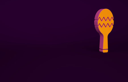 Orange Maracas icon isolated on purple background. Music maracas instrument mexico. Minimalism...
