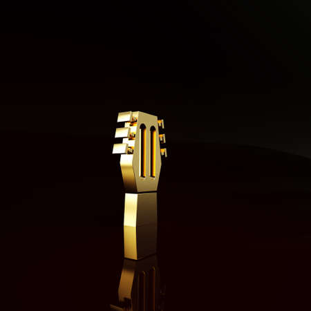 Gold Guitar icon isolated on brown background. Acoustic guitar. String musical instrument. Minimalism concept. 3d illustration 3D renderの写真素材