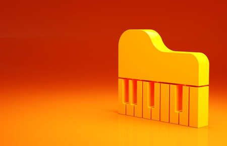 Yellow Grand piano icon isolated on orange background. Musical instrument. Minimalism concept. 3d illustration 3D renderの写真素材