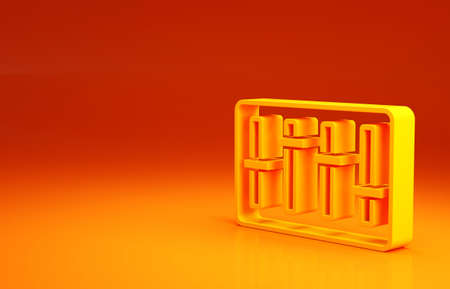 Yellow Sound mixer controller icon isolated on orange background. Dj equipment slider buttons. Mixing console. Minimalism concept. 3d illustration 3D renderの写真素材