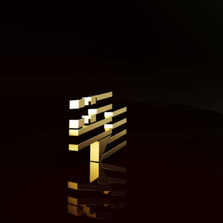 Gold Greece national flag icon isolated on brown background. Minimalism concept. 3d illustration 3D renderの写真素材