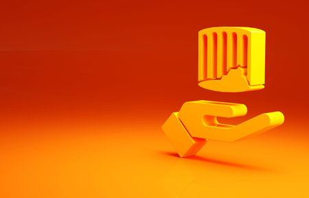 Yellow Ancient column icon isolated on orange background. Minimalism concept. 3d illustration 3D...