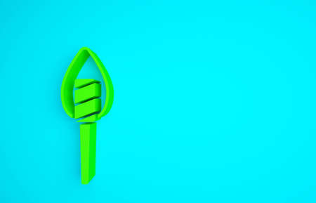 Green Torch flame icon isolated on blue background. Symbol fire hot, flame power, flaming and heat. Minimalism concept. 3d illustration 3D renderの写真素材