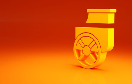 Yellow Ancient Greece chariot icon isolated on orange background. Minimalism concept. 3d illustration 3D renderの写真素材