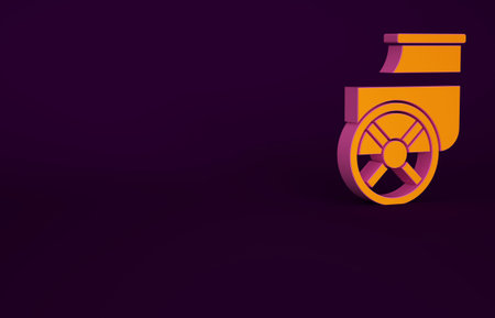 Orange Ancient Greece chariot icon isolated on purple background. Minimalism concept. 3d illustration 3D renderの写真素材